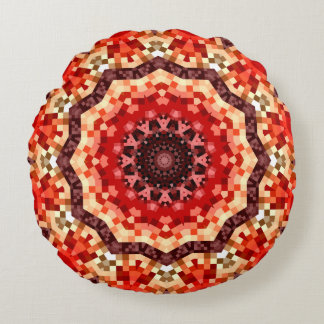 Red Kaleidoscopic Round Pillow Rund Kudde