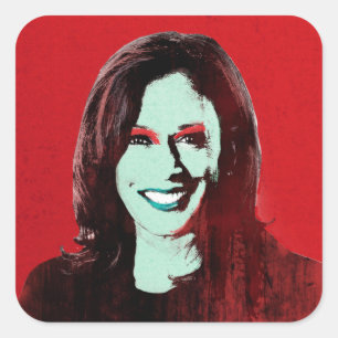 Red Kamala Harris Pop Art Fyrkantigt Klistermärke