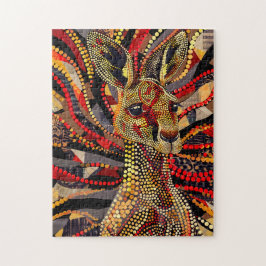 Red Kangaroo i Aborigine Dot Art Stil Pussel