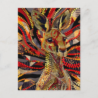 Red Kangaroo i Aborigine Dot Art Stil Vykort