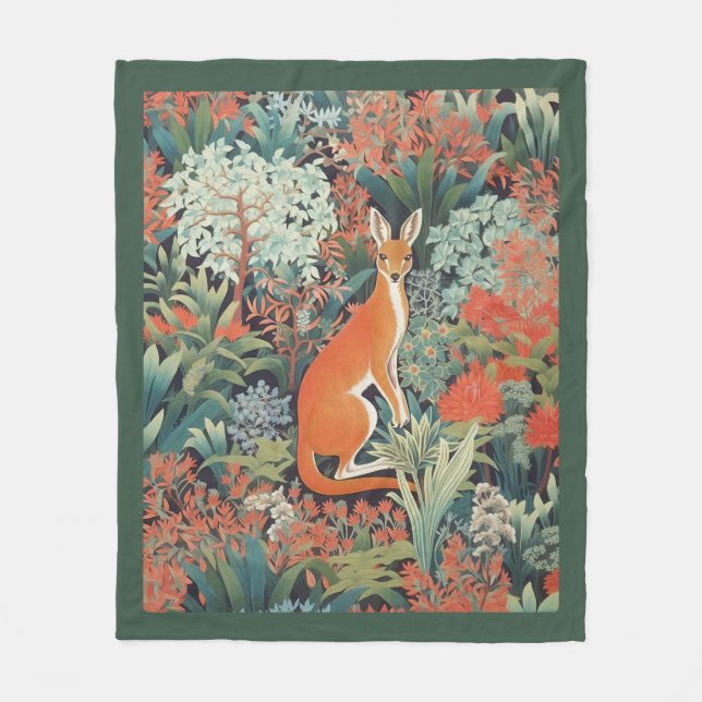 Red Kangaroo i Australian Bush Fleece Blanket (Framsidan)