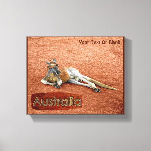 Red Kangaroo in Slouch Hat Canvastryck