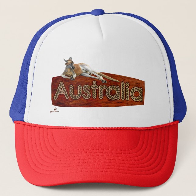 Red Kangaroo in Slouch Hat Truckerkeps (Framsida)