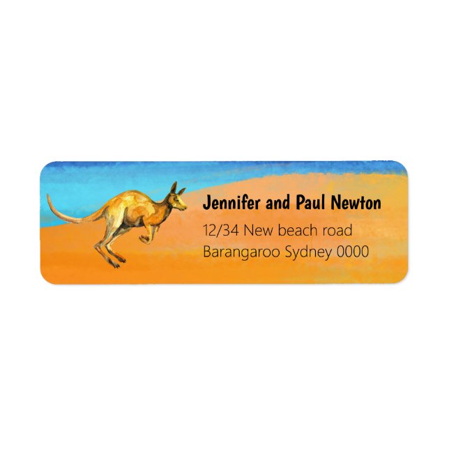 Red kangaroo return Address Label Returadress Etikett (Framsidan)