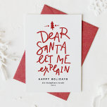 Red Kära Santa Let Me Förklara den konstiga julen<br><div class="desc">Kära Santa, låt mig förklara! Skicka semesterhälsningar med den här roligten och det festliga helgdag. Den har ett handskrivet citat och en enkel typografi. Anpassa genom att lägga till hälsning, namn och andra detaljer. Detta helgdag i anpassningsbar kommer att vara perfekt för helgdagskort och helgdagskort i baby. Finns som ett...</div>
