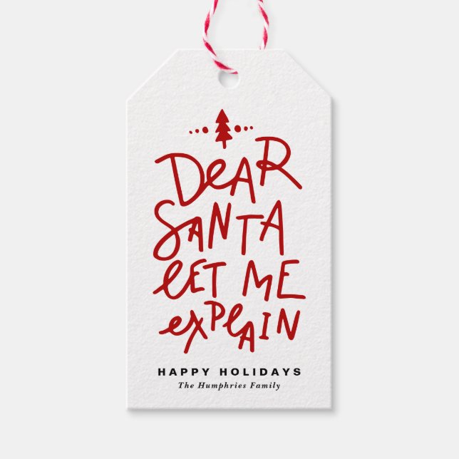 Red Kära Santa Let Me Förklara julafton Presentetikett (Framsidan)