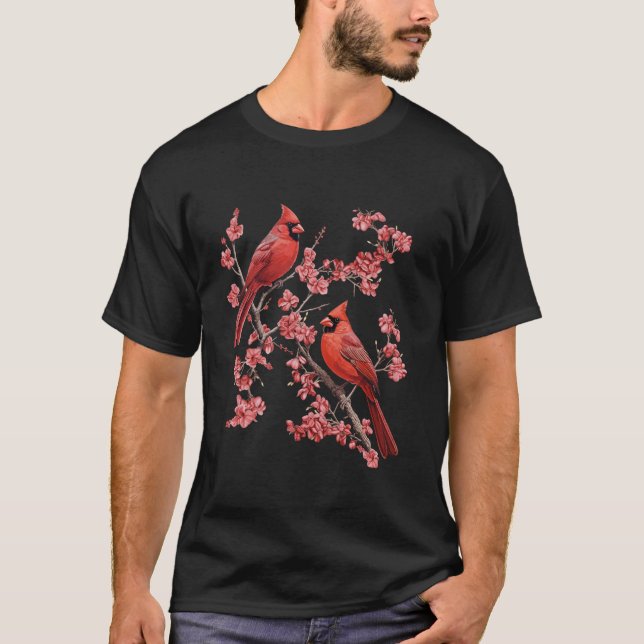 Red Kardinal Bird Älskare Fågelskådning Birding Vi T Shirt (Framsida)