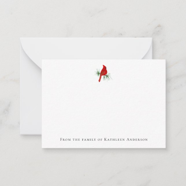 Red Kardinal Bird Funeral Anteckningskort (Framsida)