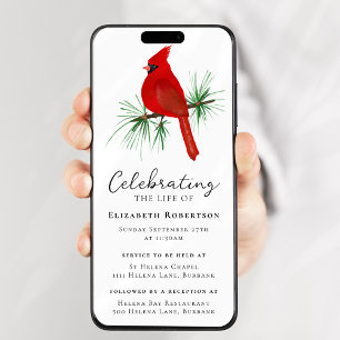 Red Kardinal Bird Funeral Digital Evite Inbjudningar