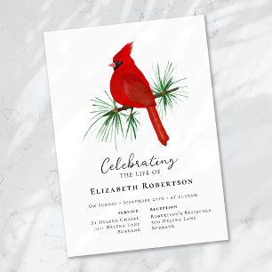 Red Kardinal Bird Funeral Inbjudningar