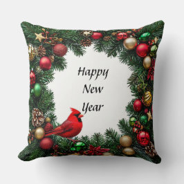 Red Kardinal Bird in Festive Decor Kudde