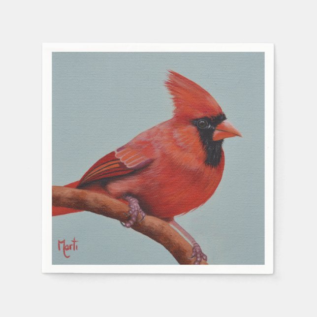 Red Kardinal Bird Painting Napkins Pappersservett (Framsidan)