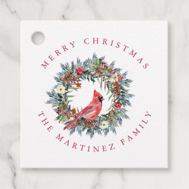 Red Kardinal Gräs WAN God jul Gift Märkre Gåvor Etiketter (Framsida)