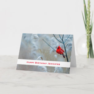 Red Kardinal in Winter Nature Photo Birthday Kort