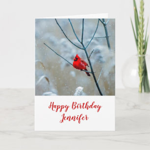 Red Kardinal in Winter Nature Photo Birthday Kort