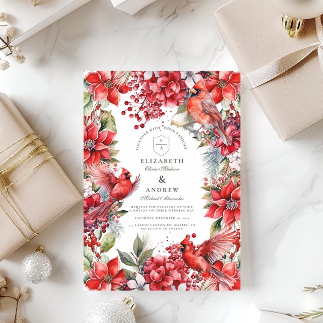 Red Kardinal jul Bröllop Inbjudningar (Skapare uppladdad)