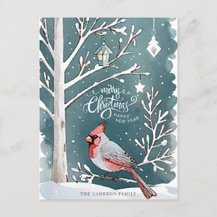 Red Kardinal Snowy Winter Ligcape-jul Helg Vykort