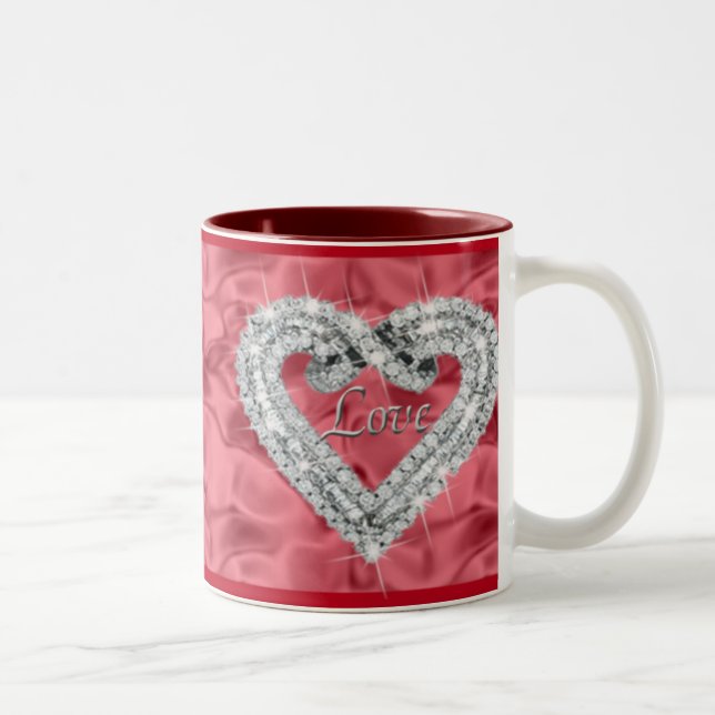 Red Kärlek Diamond Heart Mugg (Höger)