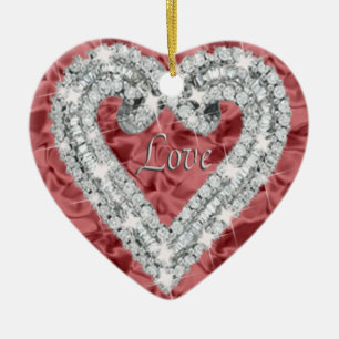 Red Kärlek Diamond Heart Ornament