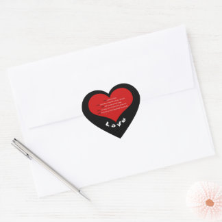 Red Kärlek Dikt Heart Hjärtformat Klistermärke