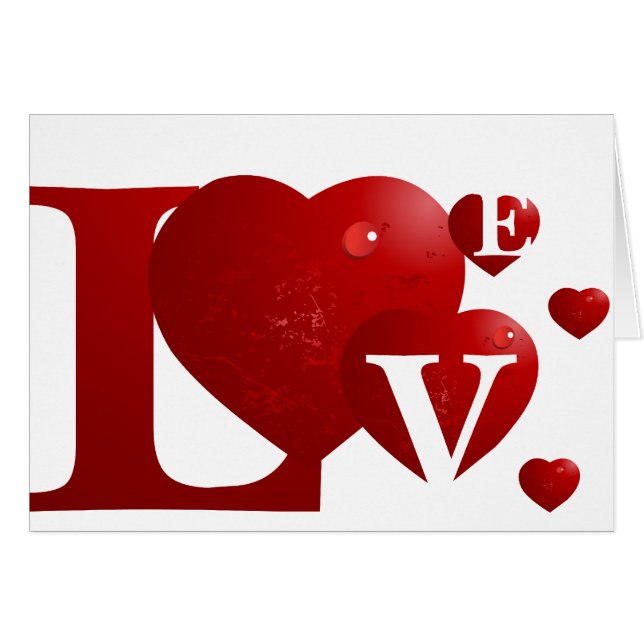Red KÄRLEK Hälsningskort (Framsidan Horizontal)