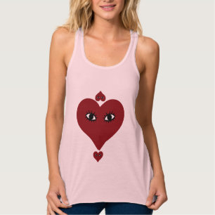 Red Kärlek Heart Ansikte Linne Med Racerback