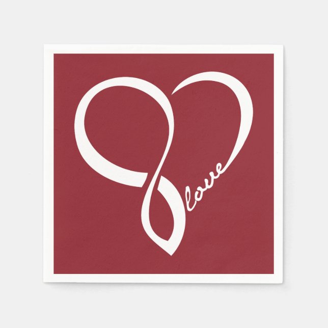 Red Kärlek Heart Bröllopsfest Pappra blöjor set Pappersservett (Framsidan)