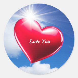 Red Kärlek Heart Classic Round Sticker Runt Klistermärke
