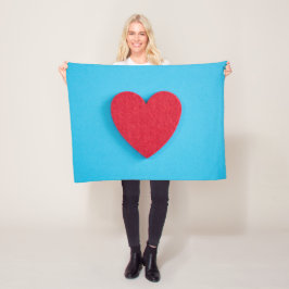 Red Kärlek Heart Fleecefilt