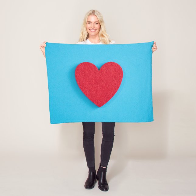 Red Kärlek Heart Fleecefilt (På plats)