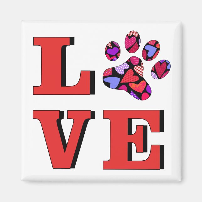 Red KÄRLEK Heart-fyllningen Cat Tass Roligt Gift Magnet (Framsidan)