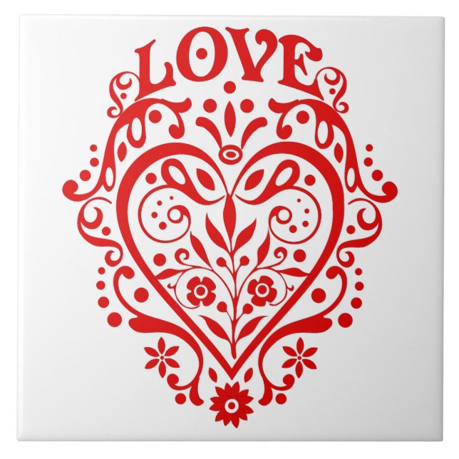 Red Kärlek Heart-grafik Kakelplatta (Framsidan)