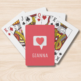 Red Kärlek Heart Romantic Girly Personlig Namn Casinokort