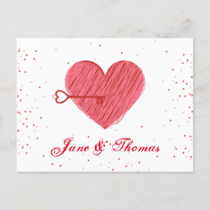 Red Kärlek Heart Romantik Modern Alla hjärtans dag Helg Vykort