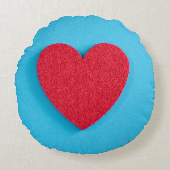 Red Kärlek Heart Rund Kudde (Framsidan)