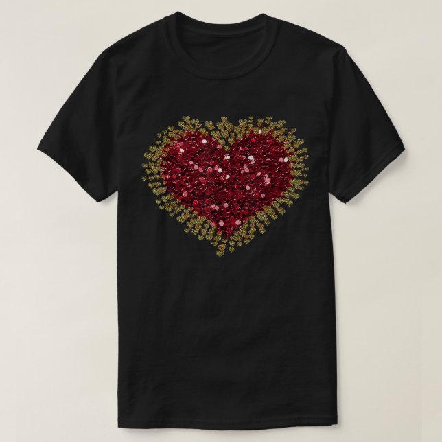 Red Kärlek Heart Shirt Valentines day Toppar Women T Shirt (Design framsida)