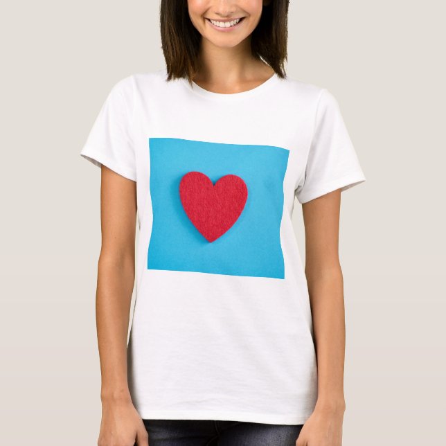 Red Kärlek Heart T Shirt (Framsida)