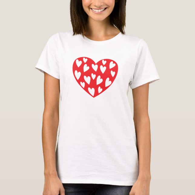 Red Kärlek Heart T Shirt (Framsida)