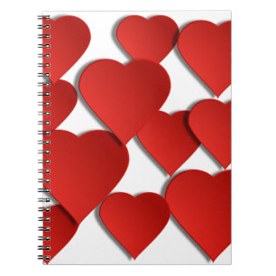 Red Kärlek Hearts Anteckningsbok Med Spiral