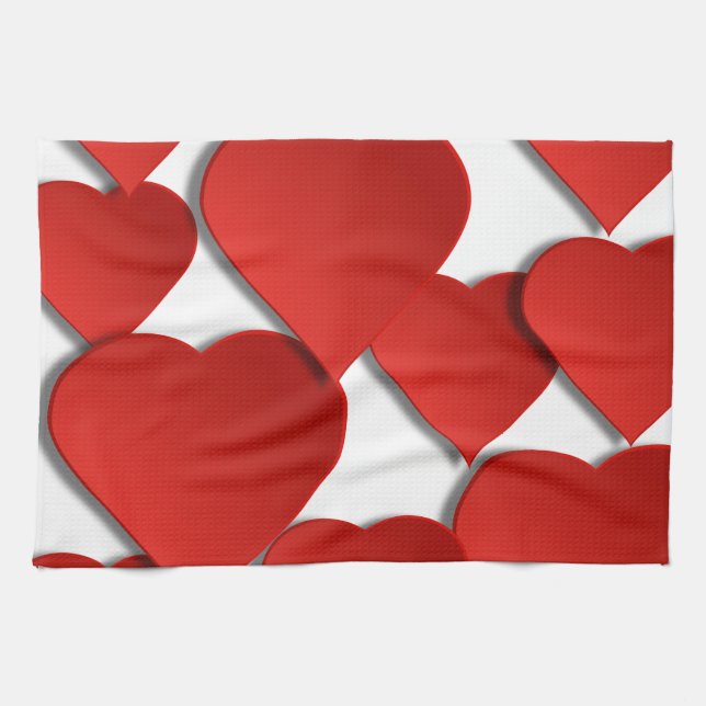Red Kärlek Hearts Kökshandduk (Horisontell)