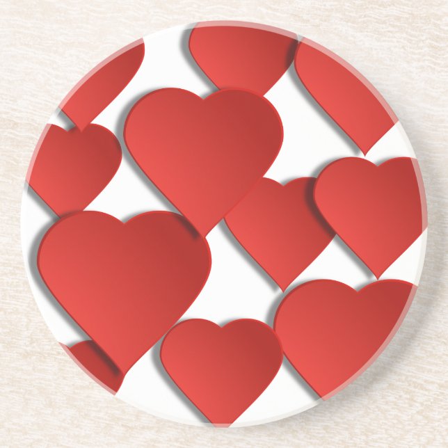 Red Kärlek Hearts Underlägg Sandsten (Framsidan)