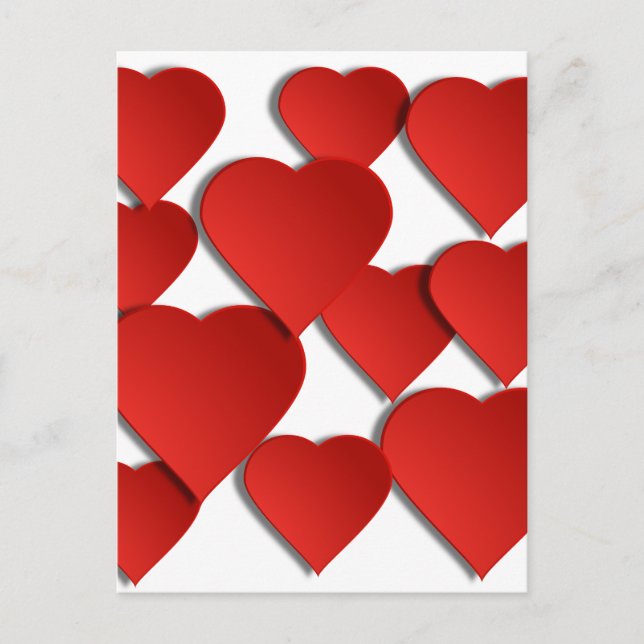 Red Kärlek Hearts Vykort (Framsida)