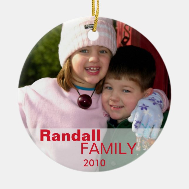 Red kärlek joy fredstecken anpassningsbar-fotofami julgransprydnad keramik (Framsidan)