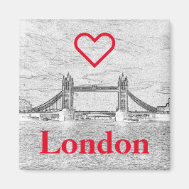 Red KÄRLEK LONDON Embossed Torn Bridge Magnet