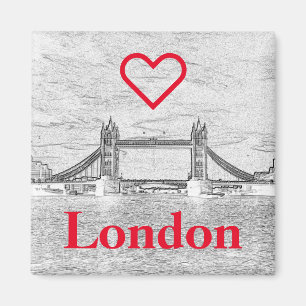 Red KÄRLEK LONDON Embossed Torn Bridge Magnet