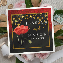 Red Kärlek Ro Bröllop Cocktail Napkins Pappersservett