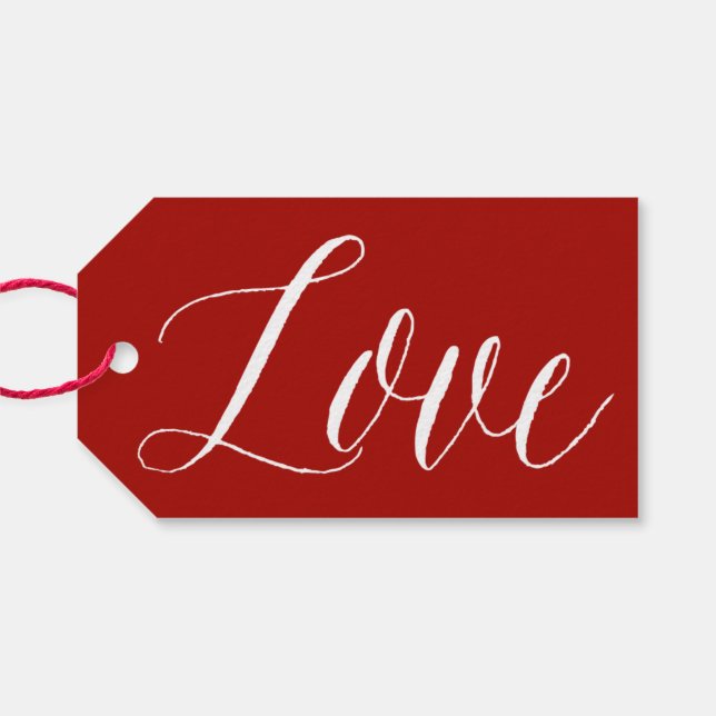 Red Kärlek Script | Märkrn Modern Calligraphy Gift Presentetikett (Baksidan Horisontell)