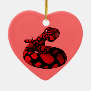 Red Kärlek Snake Julgransprydnad Keramik