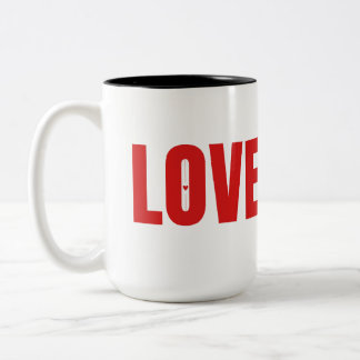 Red KÄRLEK Typography Two-Tone Mugg, 15 oz Två-Tonad Mugg