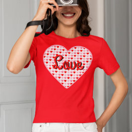 Red Kärlek Valentine Heart på Rosa & Red Hearts T Shirt
